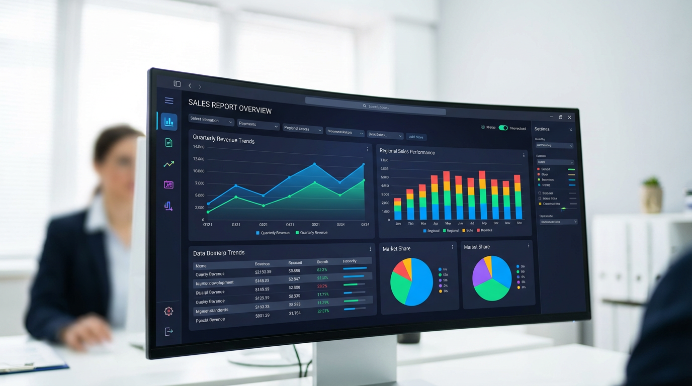 売上分析ダッシュボード画面 - 日別・月別売上推移、顧客分析、施術メニュー別売上、リピート率分析