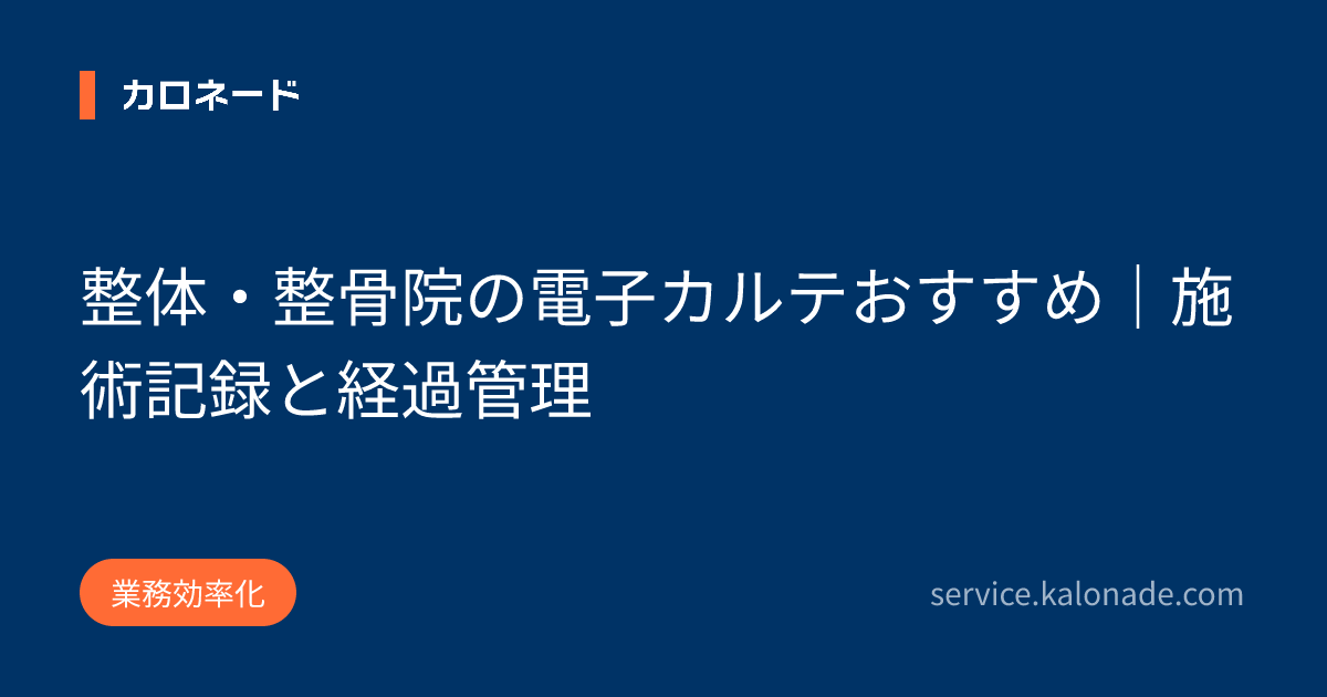 整体・整骨院の電子カルテおすすめ｜施術記録と経過管理