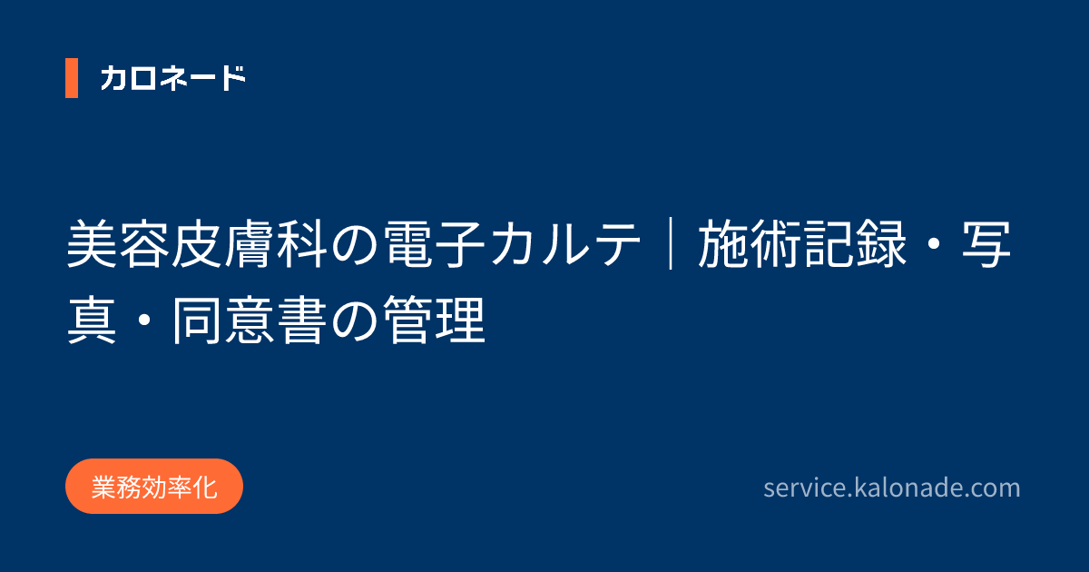美容皮膚科の電子カルテ|施術記録・写真・同意書の管理